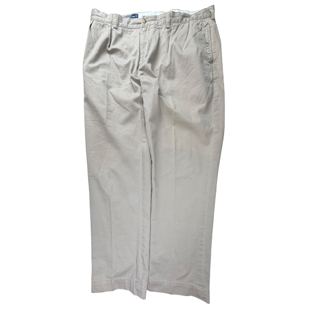 Polo Ralph Lauren Ethan‎ Pant Mens 38x32 Tan Khaki Pleated Cotton Chino Trousers